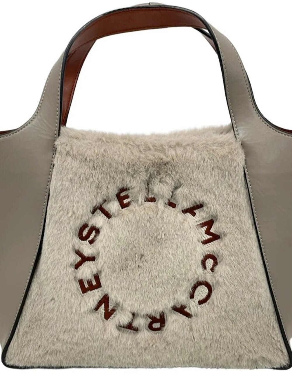 stellamccartney Stella logo 513860 Gray Beige Dark Brown Synthetic Leather